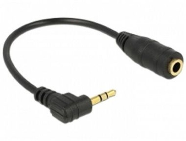 DeLock audio stereo kábel 2.5 mm samec pravouhlý na 3.5 mm samica / 3 pin / 14 cm (65397)