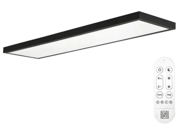 Immax NEO LITE FRAME SMART čierna / Stropné svietidlo / 120×30 cm / IP44 / CCT / Wi-Fi / TUYA (07278L)