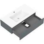 MEXEN/S - Rivel kúpeľňová skrinka 90 cm s umývadlom Otis, 1 šuplík, reliéf, grafit mat/biela mat 91A20-09023-1-BF66-W18M01