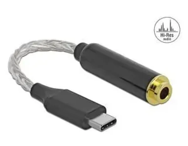 DeLock USB-C na 4,4 mm 5pin Jack čierna / Audio adaptér / 12,5 cm / CX21988 (66302)
