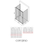 CERANO - Trojstenný sprchovací kút Varone LINE UL/P - 6 mm - chróm, transparentné sklo - 140x100x195 - posuvný CER-DY505-90-210