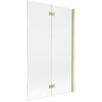 MEXEN - MIST vaňová zástena 110x150 cm 6mm 2-s, zlatá kartáčovaná, číra, pravá 8A9-110-002-55-00-P