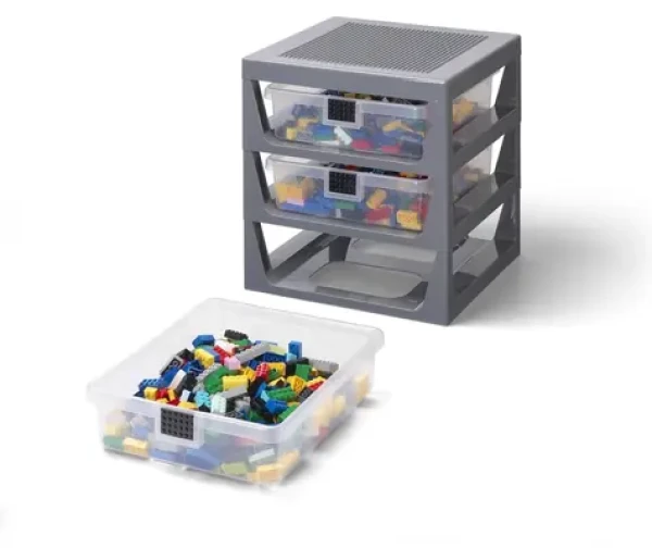 Room Copenhagen Úložný box Lego s 3 zásuvkami sivá / Úložný box / súprava 3 ks / 205x155x70 mm (40950003)