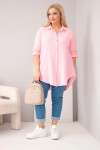 Bavlnené mušelínové tričko nadrozmernej veľkosti 65622 Baby Pink - Kesi UNI