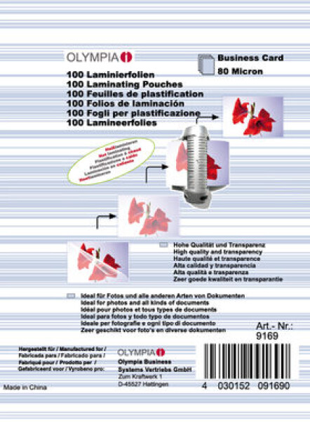 Olympia Business Cards Laminovacia fólia 80mic / 100ks (9169)