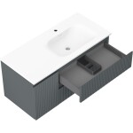 MEXEN/S - Rivel kúpeľňová skrinka 100 cm s umývadlom Vela pravá, 2S, 1D, reliéf, grafit/biela mat 91A23-10047-3-BBFFF66-W23P01