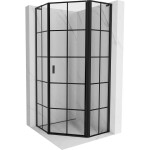 MEXEN/S - Mist L sprchový kút päťboký krídlový pravá 90 x 90, čierna kratka, čierna 8A8L-090-090-70-77-P