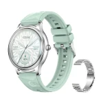Colmi L28 strieborno-zelené, strieborný oceľový remienok / Chytré hodinky / AMOLED / Bluetooth hovory / IP68 (L28 Silver-green)