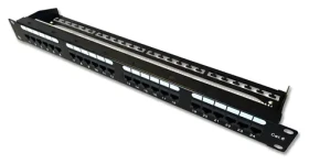 DATACOM Patch panel 19" UTP 24 Port CAT6 DUAL 1U čierny / RJ-45 / 250 MHz / vyväzovacia lišta (3092)