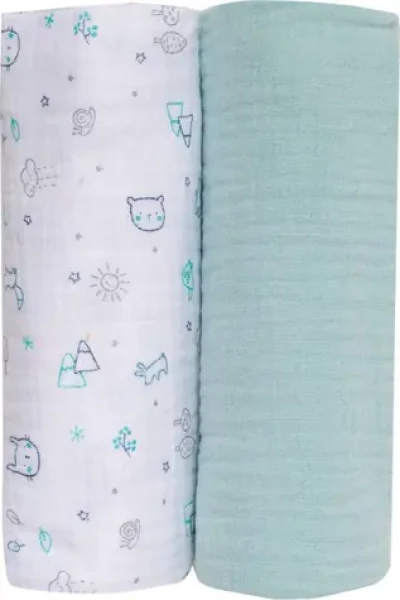 BUBABA Mušelínové plienky 2ks mätová (48051)