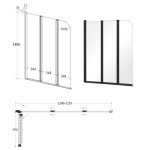 BESCO - Vaňová zástena PRIME 3 - FARBA rámu - Čierna, Rozmer A - 120 cm, Smer zatvárania - Univerzálny Ľavé / Pravé, Výplň - Číre bezpečnostné sklo - 5 mm BCPRIM12BC