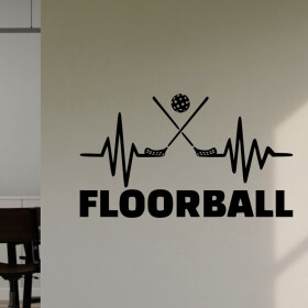 Veselá Stena Samolepka Floorball Farba: černá, Veľkosť: 100 x 58 cm