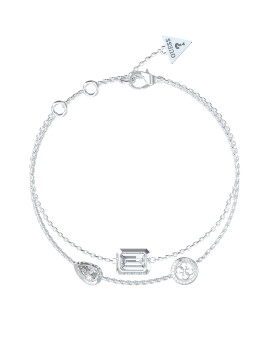 Guess Dvojitý oceľový náramok so zirkónmi 4G Light JUBB05237JWRH 18,5 cm