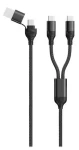 2GO DUO čierna / Nabíjací kábel / USB-A a USB-C na 2x USB-C / 1,2 m (797367)