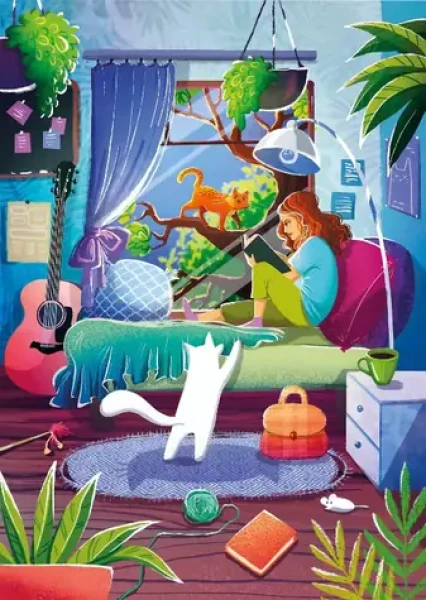 MAGNOLIA Puzzle Dievča a jej mačky