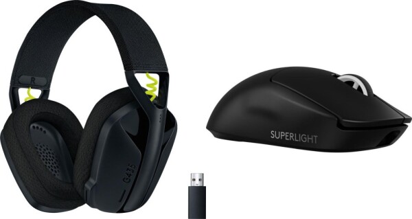 Logitech G435 Czarne (981-001050) + G PRO X SuperLight 2 (910-006630)