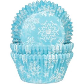 Modré košíčky na muffiny, s vločkami snehu 50×33 mm - House of Marie - House of Marie