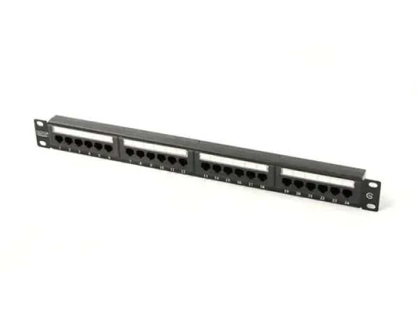 Patch panel 19" 24 portov čierny / Patch panel / U/UTP / CAT.5E / 1U (DN-91524U-1)