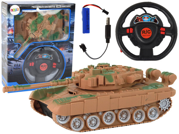 Mamido Tank R/C Diaľkovo ovládaný Svetlá Zvuk Pieskový 1:18 27MHz