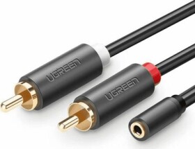 Ugreen AV102 Kábel 2x RCA (Cinch - M) - 3.5 mm jack (F) 0.25 m čierna (10561)