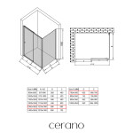 CERANO - Sprchovací kút Varone POINT Ľ/P - 6 mm - čierna matná, grafitové sklo - 130x70x195 - posuvný CER-429664