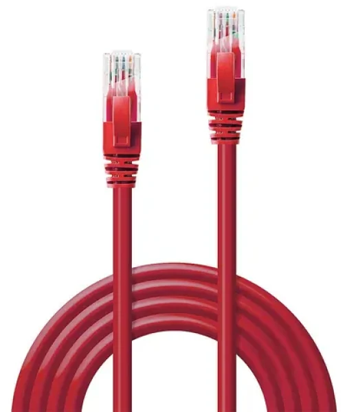 Lindy červená / Patch kábel / Cat6 U/UTP / RJ45-RJ45 / 3 m (48034)