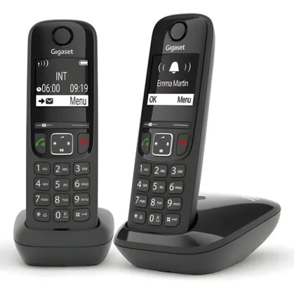 Gigaset AS690 Duo čierna / Bezdrôtový domáci telefón / 2 slúchadlá / Telefónny zoznam 100 čísel (L36852-H2816-C101)