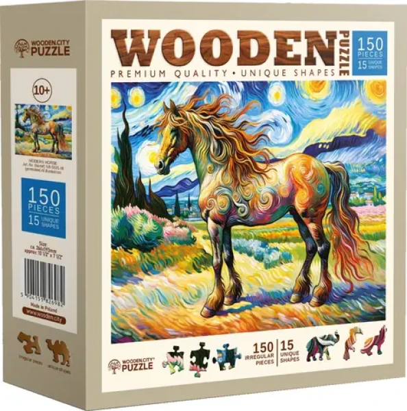 Wooden City Drevené puzzle Moderný kôň 150 dielikov