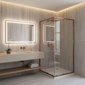 REA - Sprchovací kút City 90x90 Brush Copper Bez sprchovej vaničky REA-K6984