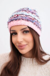 Dámska zimná čiapka s farebnou priadzou a elastickou šnúrkou K352 svetloružová+fialová+modrá UNI