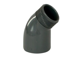 Aquaram PVC tvarovka - koleno 45° DN=63 mm x 2“ ext., lepenie / vonkajší závit 0209100008