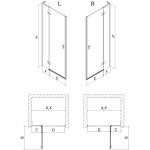 MEXEN/S - Mist-H L sprchové dvere krídlové ľavé 110, transparent, meď kartáčovaná 8A5L-110-000-65-00-L