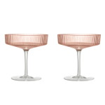 Ferm Living Skleničky na šampaňské Ripple Blush 150 ml – set 2 ks