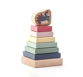 CUBIKA Pastel 15894 Farebná pyramída so sliepočkou - drevená skladačka