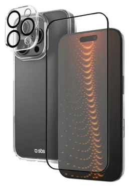 SBS D3O transparentné / Sada / Kryt + sklo + ochrana kamery / Apple iPhone 16 Pro