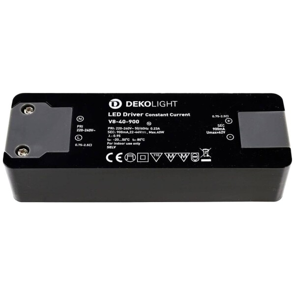 Deko Light BASIC, CC, V8-40-900/40W LED driver konštantný prúd 40 W 0.90 A 22 - 44 V/DC; 862157