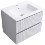 CERANO - Kúpeľňová skrinka Carole - biela matná ryhovaná + keramické umývadlo Novo - biela lesklá - 61x49,5x46,5 CER-748125