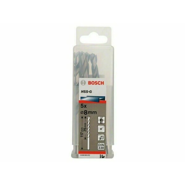 Vrták do kovu BOSCH HSS-G, 8x75x117mm 5ks v balenie