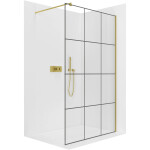 CERANO - Sprchová zástena Walk-in Onyx Round Ľ/P - 8 mm - guľatá vzpera - zlatá, industriálne sklo - 90x200 CER-8050BD228