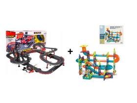 Mamido Mamido Výhodná sada Autodráha Gigant 1420cm + Magnetická stavebnica guličková dráha 96 dielov