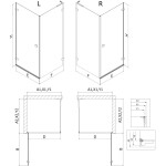 MEXEN/S - Lunar-B L sprchový kút dvere krídlové pravá 100 x 70, transparent, zlato kartáčovaná 832L-100-070-55-00-P