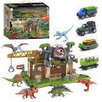 Mamido Mamido Garáž s dinosaurami a kovovými autíčkami 42 ks MT1443