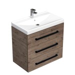 Kúpeľňová skrinka s čiernou úchytkou a umývadlom SAT Cube Way 80x76,5x46 cm dub Wellington mat CUBE46C803DWVER CUBE46C803DWVER