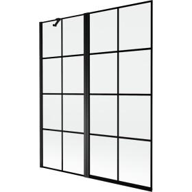 MEXEN - MIST vaňová zástena 140x150 cm 6mm f+s, čierna, dekor, ľavá 8A9-140-011-70-77-L