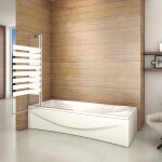 H K - Vaňová zástena S2 STRIPE 120x140cm - dvojdielna sklopná, číre sklo so vzorom, varianta ľavá SE-S2STRIPE-13