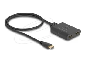 DeLock HDMI UHD Switch 2 x HDMI in - 1 x HDMI out čierna / Prepínač / 8K 60 Hz / USB napájanie / kábel 0,5 m (18645)