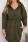Dámske šaty s kapucňou 68470 Khaki zelená - K-Fashion UNI khaki-tm.Zelená