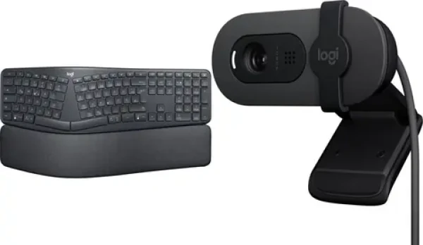 Logitech ERGO K860 čierna + Brio 100 / Set bezdrôtovej klávesnice a webkamery / Ergonomická / Bluetooth / 2.4 GHz