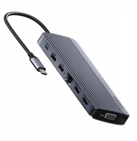 Anker Anker USB-C Hub (14-in-1) Triple Display 1 x VGA 2 x HDMI 1 x Ehternet 1 x USB-C PD-IN (100W) 1 x USB-C 1 x USB-A 1 x micro SD 1 x Audio gray