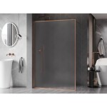 MEXEN/S - Kioto-XF Sprchová zástena WALK-IN s rámom 100 x 202, dekor 10 mm, meď kartáčovaná 800-100-104-65-30-X